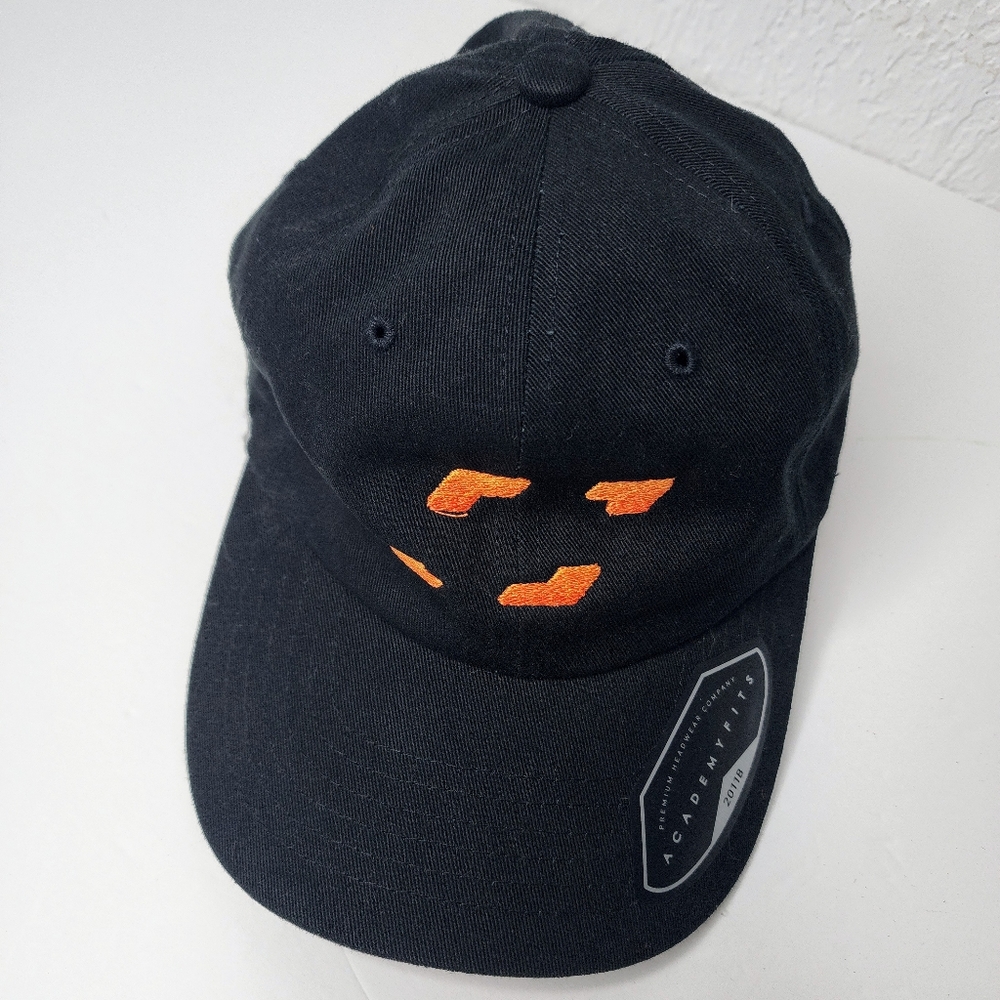 Black Boom Baseball Cap w Orange Embroidery Logo, Academy, Adjustable, Cotton